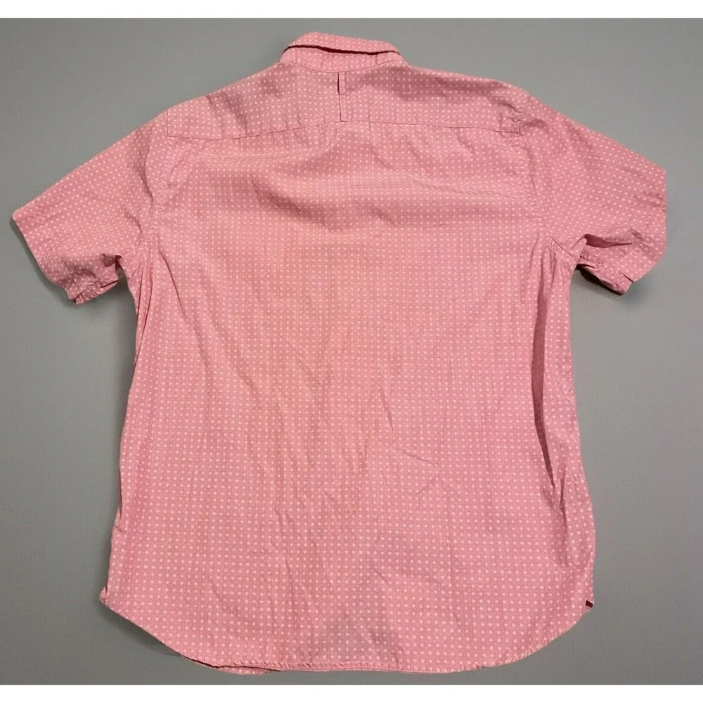 Banana Republic Luxe Poplin Short Sleeve Button Up Shirt Salmon Slim Large JBHS